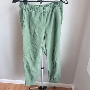 J. Crew Linen Lyocell Blend Green Natural Fiver Lagenlook Jogger Pull On Size 6
